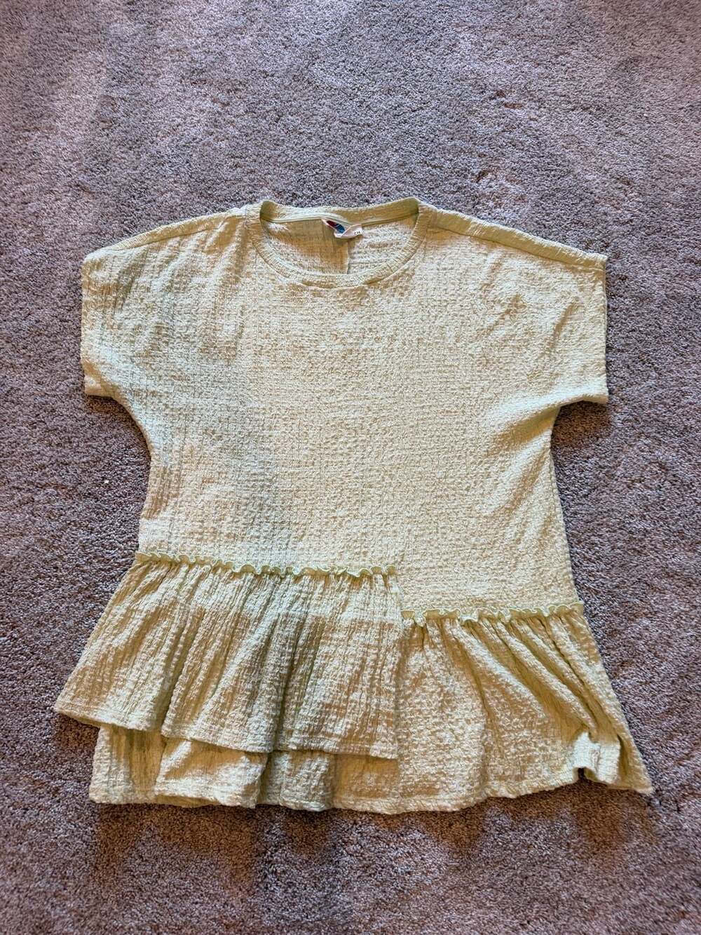 Free People Beach Marni Oversized Ruffle Tiered Tunic Yellow Green